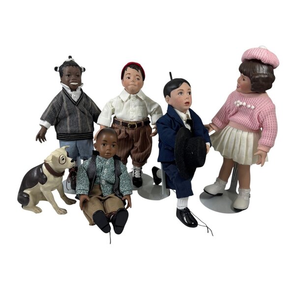 Little Rascals Porcelain Dolls Ashton Drake Set of 6 Spanky Darla Alfafa Petey - Picture 1 of 12